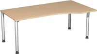 PC-Arbeitstisch H680-800xB1800xT1000-800mm re.Ahorndekor weißalu.