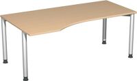 PC-Arbeitstisch H680-800xB1800xT1000-800mm li.Buchedekor weißalu.