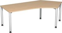 PC-Arbeitstisch H680-800xB2166xT1130/800mm 135° re.Ahorndekor weißalu.