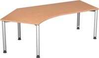 PC-Arbeitstisch H680-800xB2166xT1130/800mm 135° li.Buchedekor weißalu.