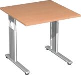 Schreibtisch Cyros H680-820xB800xT800mm Buchedekor ger.Form C-Fuß GERAMÖBEL