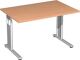 Schreibtisch Cyros H680-820xB1200xT800mm Buchedekor ger.Form C-Fuß GERAMÖBEL