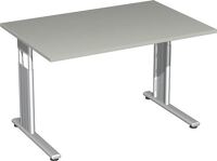 Schreibtisch Cyros H680-820xB1200xT800mm lichtgrau ger.Form C-Fuß GERAMÖBEL