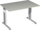Schreibtisch Cyros H680-820xB1200xT800mm lichtgrau ger.Form C-Fuß GERAMÖBEL