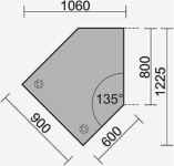 Anbautisch Cyros H680-820xB1060xT1225mm 90Grad li.Buchedekor C-Fuß silber