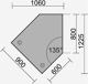 Anbautisch Cyros H680-820xB1060xT1225mm 90Grad li.Buchedekor C-Fuß silber