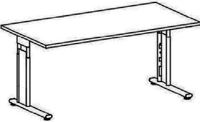 Schreibtisch Cyros H680-820xB1800xT800mm Ahorndekor ger.Form C-Fuß GERAMÖBEL
