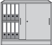 Schiebetürenschrank H820xB1000xT420mm 1 Böden lichtgrau