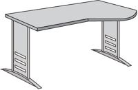 Schreibtisch B1950xT1000/800xH680/820mm Freiform Buche Gestell silber