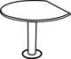 Anbautisch D1100xH680/820mm halbrund Buche m.Stützfuss li.od.re.anbaubar