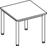 Schreibtisch Sero H685-810xB1200xT800mm lichtgrau ger.Form 4-Fuß-Gestell