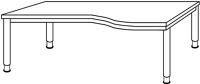 Schreibtisch Sero H685-810xB1800xT800mm lichtgrau ger.Form 4-Fuß-Gestell