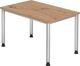 Schreibtisch Sero H685-810xB1200xT800mm Asteichedekor ger.Form 4Fuß-Gestell