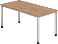 Schreibtisch Sero H685-810xB1600xT800mm Asteichedekor ger.Form 4Fuß-Gestell