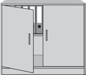 Flügeltürenschrank H820xB1000xT420mm 1 Boden alusilber/Buche
