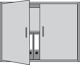 Aufsatzschrank H740xB1000xT420mm 1 Boden m.Flügeltüren alusilber/Buche