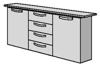 Sideboard H860xB1500xT400mm 2 Türen 2 Schubl.lichtgrau