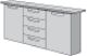 Sideboard H860xB1500xT400mm 2 Türen 2 Schubl.Buche