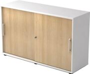 Schiebetürenschrank H748xB1200xT400mm weiß/Eichedekor 2 OH 2 Türen Relinggriff