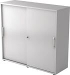 Schiebetürenschrank H1100xB1200xT400mm lichtgrau 3 OH 2 Türen Relinggriff
