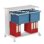 Hängeregistraturwagen H720xB760xT400mm alusilber/Buche 2 Böden 1 Hängerahmen