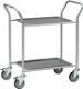 Servierwagen 2 Tabletts L610xB430mm Laminat grau Gestell STA weiß-aluminium
