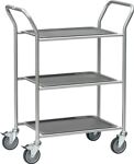 Servierwagen 3 Tabletts L610xB430mm Laminat grau Gestell STA weiß-aluminium