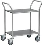 Servierwagen 2 Böden L665xB450mm Holzwerkstoff grau Gestell STA weiß-aluminium