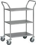 Servierwagen 3 Böden L665xB450mm Holzwerkstoff grau Gestell STA weiß-aluminium