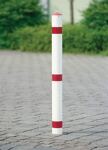 Sperrpfosten Alu.rot-weiß D.75mm m.Bodenhülse m.Spitzkappe URBANUS