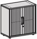 Querrollladenschrank H798xB800xT425mm lichtgrau Rolllade silber freistehend