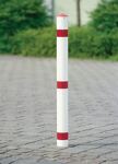 Sperrpfosten STA rot-weiß D.76mm m.Bodenhülse m.Spitzkappe URBANUS