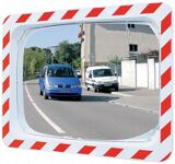 Verkehrsspiegel, NW-Nr.: 9000490206 H.400xB.600mm Ku.rot/weiß, m. Halterung f.innen u.außen, für 2 Richtungen  