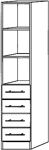 Schrank H2004xB406xT420mm Nussbaum/silber 4 Schubladen Stangengriff