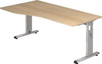 Schreibtisch Bela H650-850xB1800xT1000mm Eichedekor Freiform R/L C-Fuß