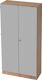 Flügeltürenschrank H2004xB1000xT420mm Nussbaum/silber abschl.Drehknauf