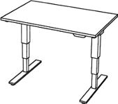 Schreibtisch Teda H635-1285xB1200xT800mm Ahorndekor ger.Form elektr.höhenv.