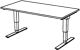 Schreibtisch Teda H635-1285xB1600xT800mm Nussbaumdekor ger.Form elektr.höhenv.
