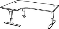Schreibtisch Teda H635-1285xB2000xT1200mm Ahorndekor Winkelf.R/L elektr.höhenv.
