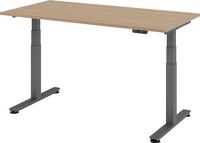 Schreibtisch Teda H635-1285xB1600xT800mm Eichedekor Rechteckform elektr.höhenv.