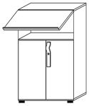 Schrank H1100xB800xT420mm m.2 Türen 1 Klappe weiß Klappe Silber Nutgriff n.