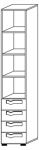 Schrank H2156xB400xT400mm m.3 Böden m.4 Schubl. weiß Nutgriff n. abschließb