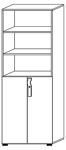 Schrank H2156xB800xT400mm m.2 Böden m.2 Türen weiß Wellengriff abschließbar