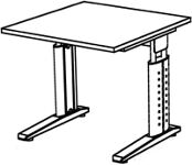 Schreibtisch Teda H680-860xB800xT800mm lichtgrau ger.Form