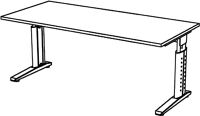 Schreibtisch Teda H680-860xB1800xT800mm Ahorndekor ger.Form
