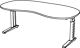 Schreibtisch H680-860xB2000xT1000mm lichtgrau Nierenform
