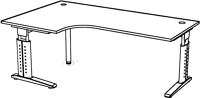 Schreibtisch Teda H680-860xB2000xT1200mm lichtgrau Winkelf.R/L