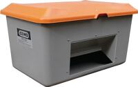 Streugutbehälter L1210xB820xH670mm 400l GFK grau/orange m.Entnahmeöffnung CEMO