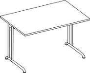 Schreibtisch Pro-B H720xB1200xT800mm lichtgrau ger.Form Kufe
