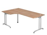 Schreibtisch Pro-B H720xB2000xT1200mm Nussbaumdekor Winkelf.R/L Kufe